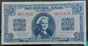 Nederland 2,5 gulden (PL16.a1) - 1945, Verzenden, Los biljet