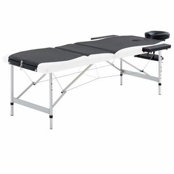 vidaXL Massagetafel inklapbaar 3 zones aluminium zwart en, Sport en Fitness, Verzenden, Nieuw