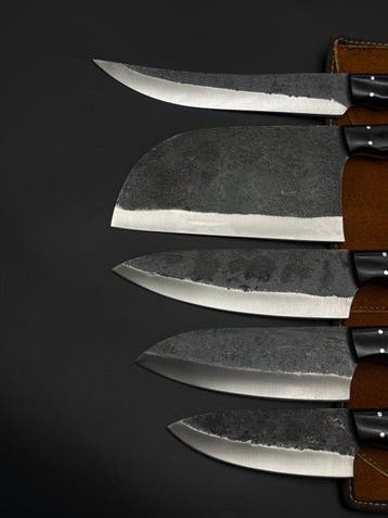 Japanese Style Kitchen Knife SET With Leather BAG Included -