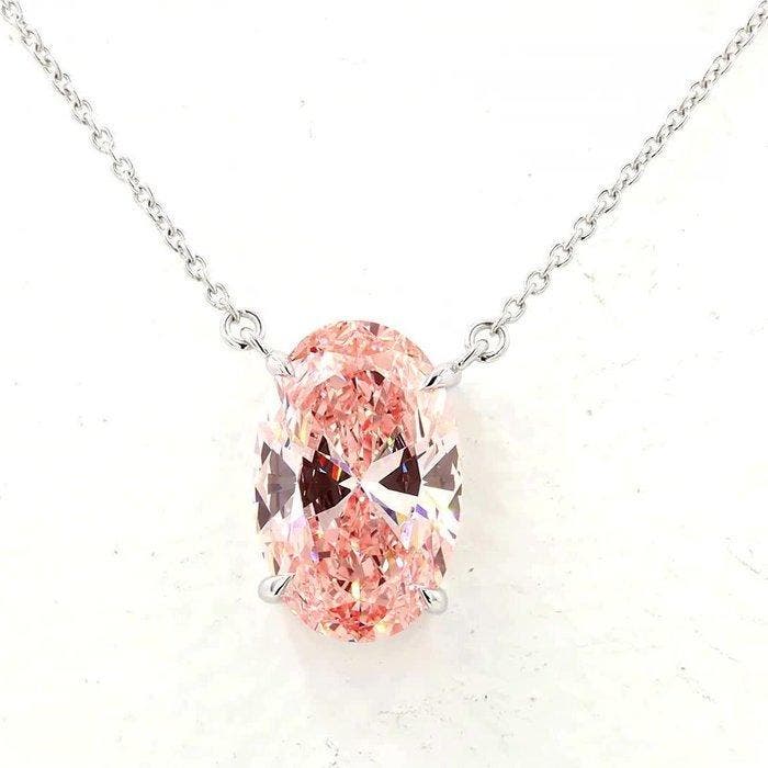 Halsketting Platina - 5.02ct. tw. Roze Diamant (Fancy, Handtassen en Accessoires, Kettingen