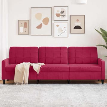 vidaXL Driezitsbank / zetel 210 cm fluweel wijnrood, Verzenden