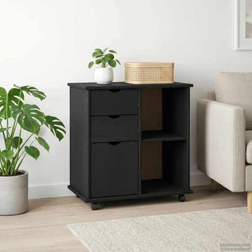 vidaXL Rollende kast 63,5 x 39 x 65,5 cm Massief vurenhout, Verzenden, Nieuw