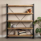 Boekenkast Mangohout Britt 160 cm, Verzenden, Nieuw, Overige houtsoorten, Industriële meubels