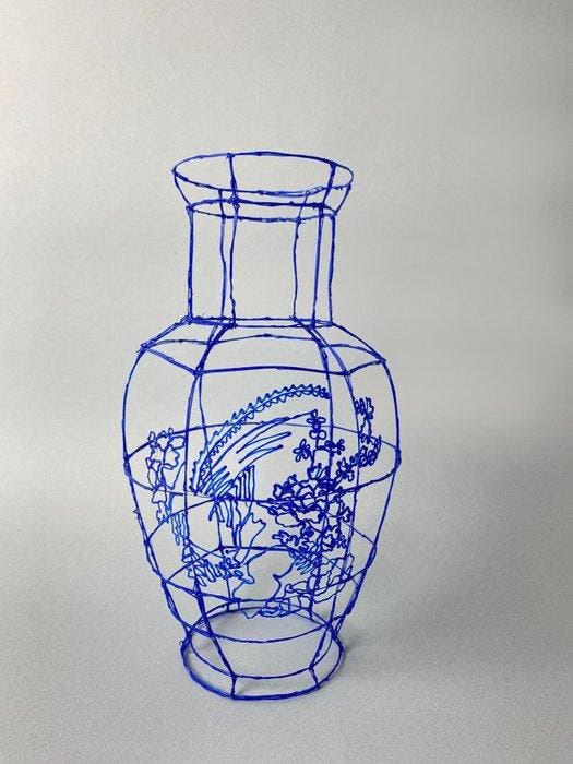 Iris Lucia Design - Iris Lucia - Vaas - 3D DRAW VASE BLUE -, Antiek en Kunst, Kunst | Designobjecten