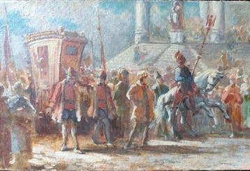 Nazzareno Sidoli (1879-1969) - Scena storica con parata