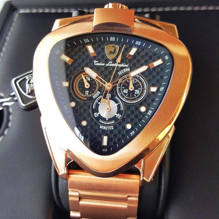 Lamborghini - SPYDER - Bullhead - Chronograph - Gold - New -, Handtassen en Accessoires, Horloges | Heren
