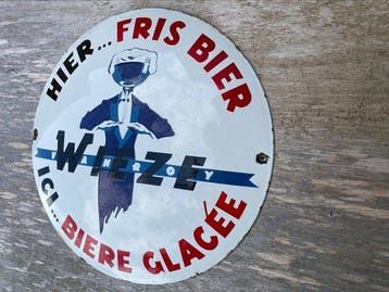 Enseigne en émail - WIEZE bière – plaque émaillée XL 50 cm,