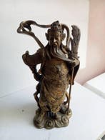 statue chinois representant Guanyu - Bronze doré - Chine, Antiquités & Art