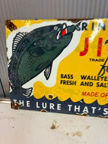 Jinx – Bass & Walleye Fishing Lures – Emaille Reclamebord -
