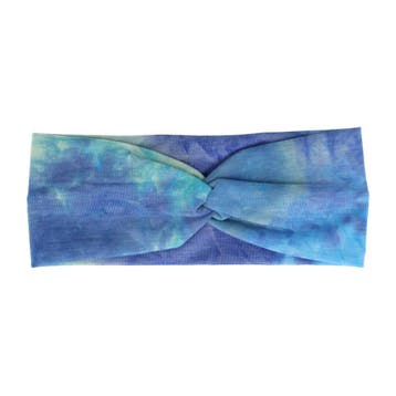 Haarband Stof 8cm – Twist – Tie Dye Patroon – Jersey – Blauw, Nieuw