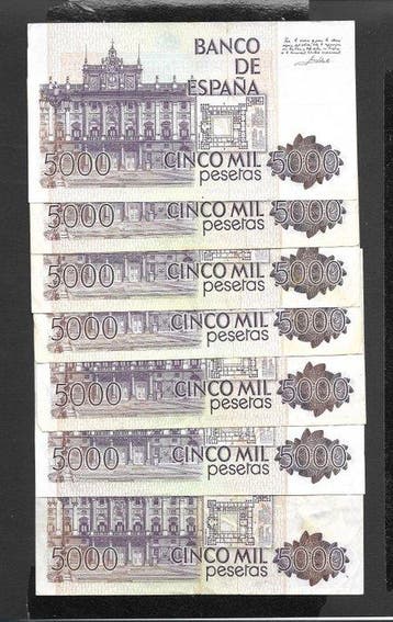 Spanje. - 7 x 5000 Pesetas - 1979 - Pick 160a (Zonder