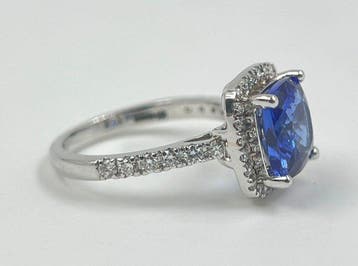Bague - 14 carats Or blanc - 3.81ct. tw. Tanzanite - Diamant