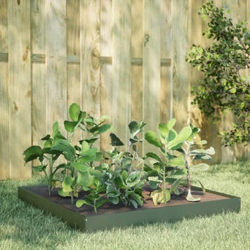 vidaXL Plantenbak verhoogd 100x100x18,5 cm staal olijfgroen, Tuin en Terras, Verzenden, Nieuw