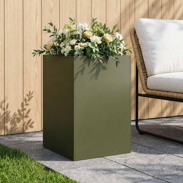 vidaXL Plantenbak Olijfgroen 50 x 50 x 75 cm Koudgewalst, Verzenden, Nieuw