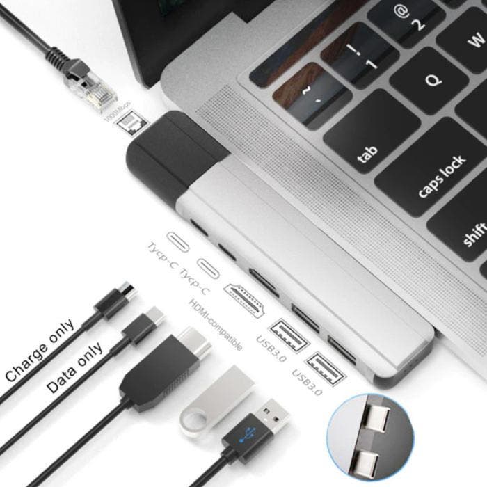 6 in 1 USB-C Hub voor Macbook Pro / Air - USB 3.0 / Type C /, Computers en Software, Pc- en Netwerkkabels, Nieuw, Verzenden