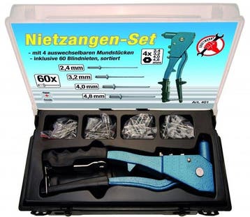 Bgs Technic Blindklinktang met assortiment nagels, Verzenden, Nieuw