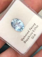 1 pcs Blauw Saffier - 5.17 ct - Gemological Institute of, Nieuw