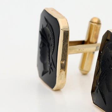 Boutons de manchette - 14 carats Or jaune - Onyx