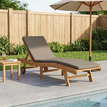 vidaXL Ligstoel Polyester Bruin en Taupe, Verzenden, Nieuw