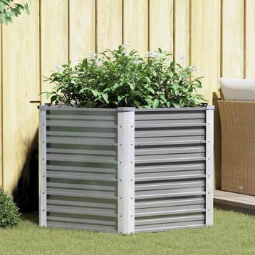 vidaXL Plantenbak verhoogd 129x129x77 cm gegalvaniseerd, Tuin en Terras, Verzenden, Nieuw