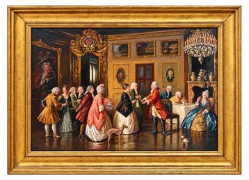 European School (XX) - Höfische Gesellschaft im Salon, Antiek en Kunst