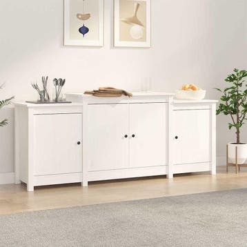 vidaXL Dressoir 164x37x68 cm massief grenenhout wit, Verzenden
