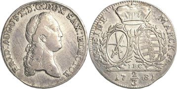 2/3 taler, daalder 1781, Sachsen-kurlinie ab 1547 (albert..., Verzenden