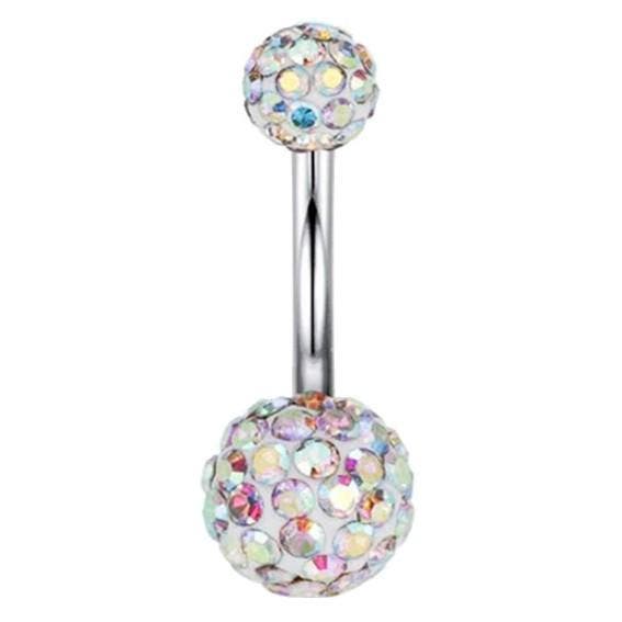 Fako Bijoux - Navelpiercing - Disco Dots Duo - Wit MC, Bijoux, Sacs & Beauté, Piercings, Envoi