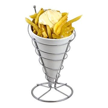 Serveer Frites-zak | Porselein | Verchroomde | Standaard, Verzenden