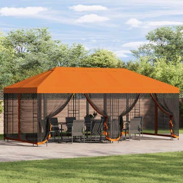 vidaXL Paviljoen met zijwanden 6 x 3 m Oranje Polyester en, Verzenden, Nieuw
