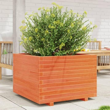 vidaXL Plantenbak 70x70x49,5 cm massief grenenhout wasbruin, Verzenden, Nieuw