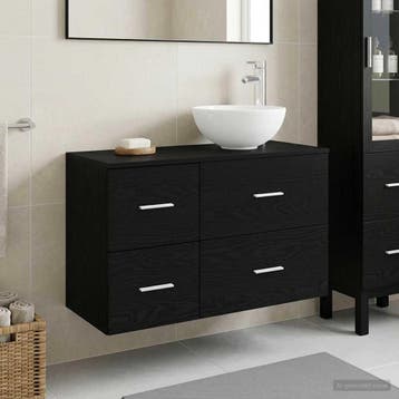vidaXL Badkamermeubel Set 2 st Zwart eiken Bewerkt hout, Huis en Inrichting, Verzenden, Nieuw