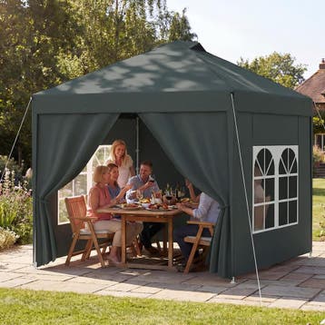 Partytent - Paviljoen - 2,5x2,5 m - Easy Up - Antraciet - Ve, Verzenden, Nieuw