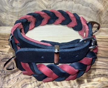 Hondenhalsband leer red/black, Ophalen of Verzenden