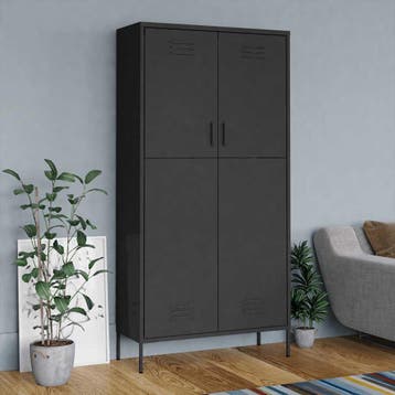 vidaXL Kledingkast 90x50x180 cm staal antracietkleurig, Verzenden