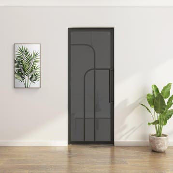 Stalen Taatsdeur - Zwart - 4 Vlaks rond - Rookglas, Overige typen