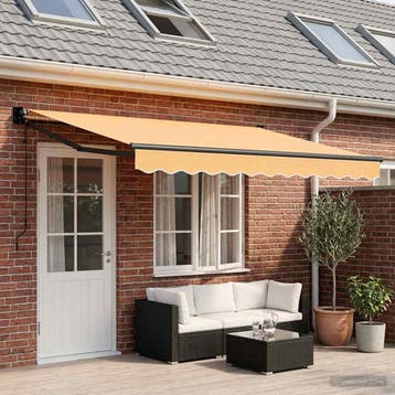 vidaXL Uitschuifbare luifel Zand 4 × 3 m Polyester en Metaal, Verzenden, Nieuw