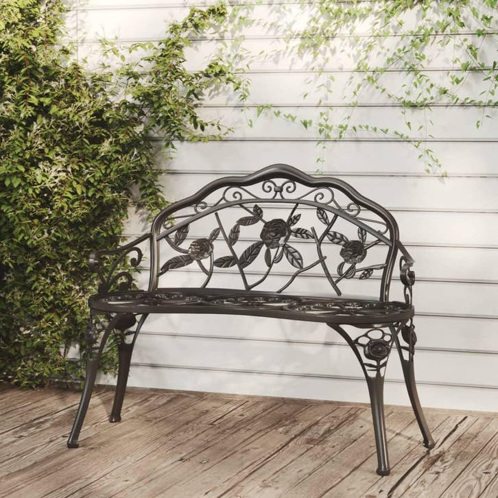 vidaXL Tuinbank 100 cm gietaluminium zwart, Tuin en Terras, Tuinsets en Loungesets, Nieuw, Verzenden