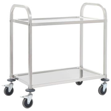 vidaXL Keukentrolley 2-laags 96,5x55x90 cm roestvrij staal, Verzenden, Nieuw