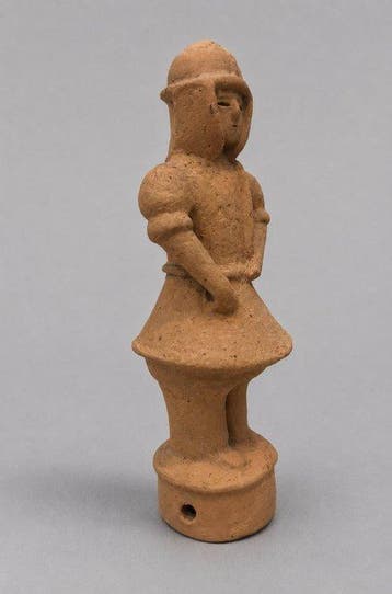 Replica van een ongeglazuurde rode terracotta staande, Antiek en Kunst