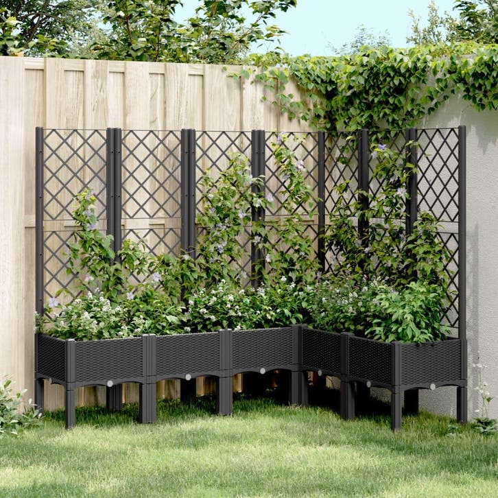 vidaXL Plantenbak met latwerk 160x120x142 cm polypropeen, Tuin en Terras, Bloempotten, Nieuw, Verzenden