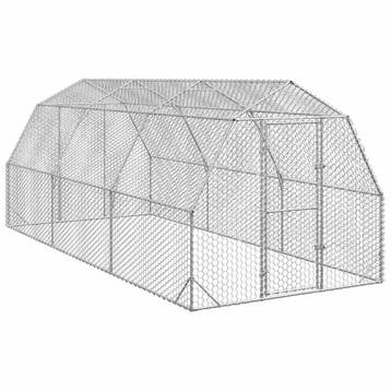vidaXL Kippenren 2,5x6x2,25 m gegalvaniseerd staal, Dieren en Toebehoren, Verzenden, Nieuw