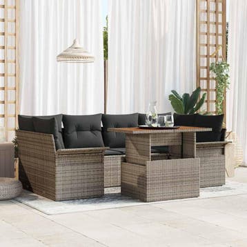 vidaXL Tuinbank Set 7 st Grijs, Verzenden, Nieuw