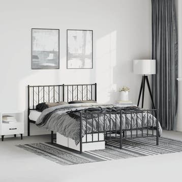 vidaXL Bedframe met hoofd- en voeteneinde metaal zwart, Verzenden
