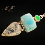 Premium - Pendentif en Larimar - Opale - Pierre de lune de