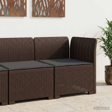 vidaXL Eén-zits Tuin Sofa met Kussen Rieten Look PP Bruin, Verzenden, Nieuw