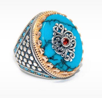 Zonder minimumprijs - Ring Zilver Turquoise - Ring van, Nieuw