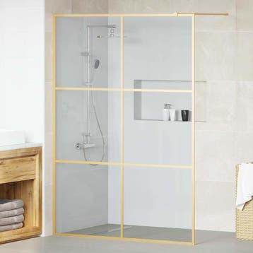 vidaXL Inloopdouchewand Goud 140 x 195 cm gehard glas, Verzenden