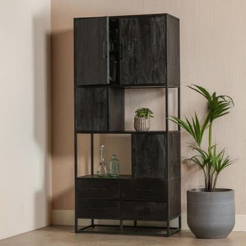 Vakkenkast Mangohout Brendon 90 cm, Verzenden, Nieuw, Overige houtsoorten, Industriële meubels