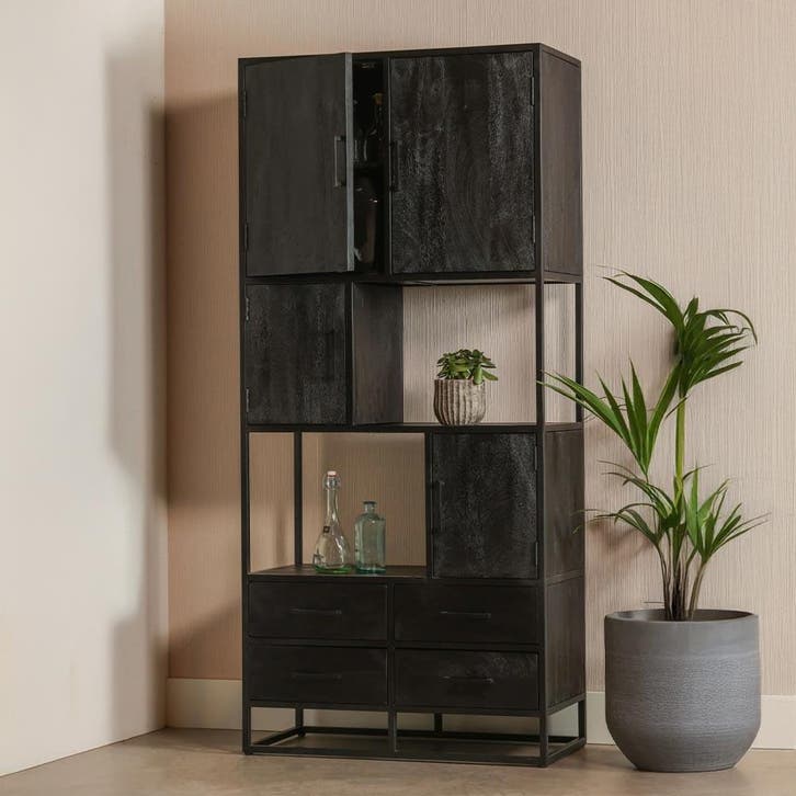 Vakkenkast Mangohout Brendon 90 cm, Huis en Inrichting, Kasten | Boekenkasten, Nieuw, Overige houtsoorten, Verzenden